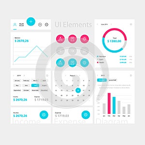 Web and app ui elements template on white background.